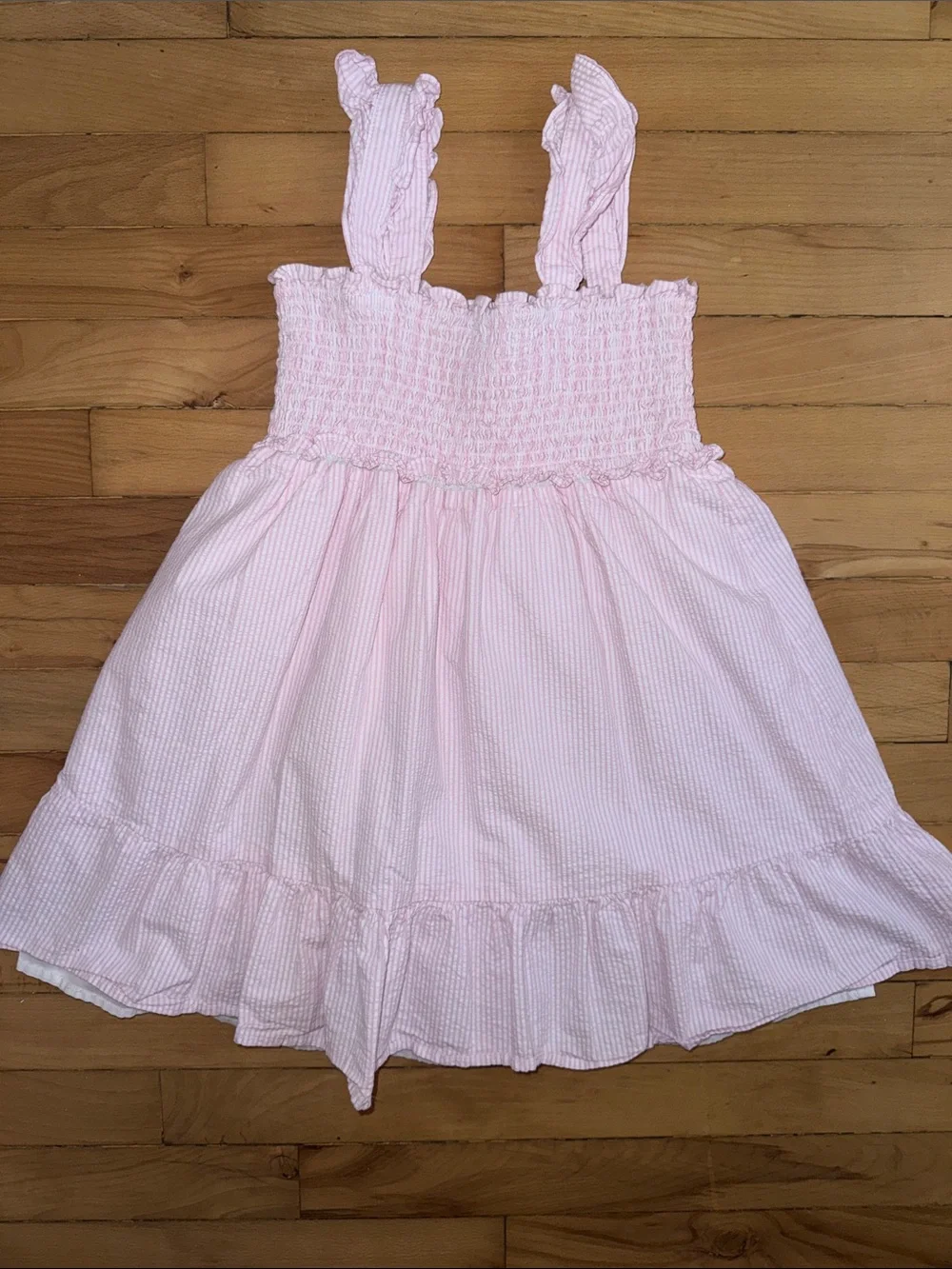 Janie and Jack Light Pink Smocked Ruffle Strap Dress 7Y